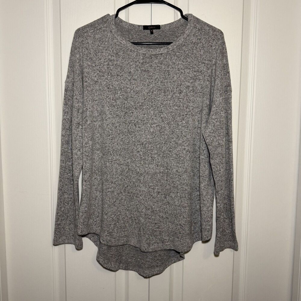 Quince Top Womens Size M Gray Brushed Long Sleeve Lounge Tee Comfort Casual